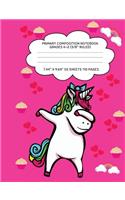 Primary Composition Notebook Grades K-2 (5/8" Ruled): Dabbing Unicorn Journal & Doodle Diary - 112 Pages of Blank & Lined Paper for Writing and Drawing