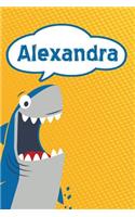 Alexandra: Personalized Shark Isometric Dot Paper Notebook for Kids 120 Pages 6x9