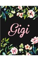 Gigi: Personalised Name Notebook/Journal Gift For Women & Girls 100 Pages (Black Floral Design)