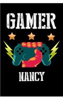 Gamer Nancy: Liniertes Notizbuch für deinen Vornamen