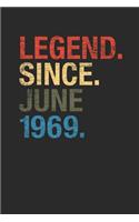 Legend Since June 1969: Graph Ruled Notebook / Journal (6 X 9 - 5 X 5 Graph Ruled) - June Birthday Gift and June Anniversary Gift