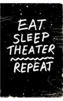 Notebook: Eat Sleep Theater Repeat - Blank Lined Journal For College Students Who Loves Theater, Musical, Acting, Broadway themes - Distressed Vintage Style G