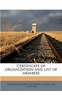 Certificate of Organization and List of Members