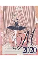 2020 Weekly Planner - Ballerina Princess Monogram Initial Letter 