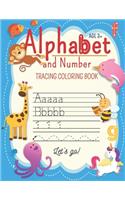 Alphabet And Number Tracing Coloring Book Let's go!