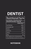 Nutritional Facts Dentist Awesome Notebook: 6x9 inches - 110 blank numbered pages - Greatest Passionate working Job Journal - Gift, Present Idea
