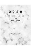 2020 Academic Planner for Managers: 8.5x11" 2020 Weekly And Monthly Marble Academic Calendar With Yearly Planner