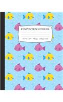 COMPOSITION NOTEBOOK College Ruled: Journal Diary Lined Notepad Cute Fish Tween Girls Back to School Gift(19 Under the Sea)