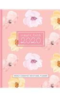 Simple Faith 2020 Weekly and Monthly Devotional Planner: 12 Month Christian Calendar Schedule Organizer and Journal Notebook with Bible Verses Pink Floral Cover