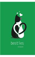 Besties Notebook, Blank Write-in Journal, Dotted Lines, Wide Ruled, Medium (A5) 6 x 9 Inches (Green)