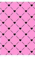 Journal Notebook Black Quilted Hearts Pattern 3: 110 Page Plain Blank Journal For Drawing, Writing, Doodling In Portable 6 x 9 Size.(12 The Write Way Plain Journal)