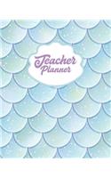 Teacher Planner: Cute Mermaid Sparkle Scale Pattern Teacher Appreciation Gift for Women 8 x 10 Size 150 pages