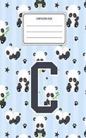 Composition Book C: Panda Bear Animal Pattern Composition Book Letter C Personalized Lined Wide Rule Notebook for Boys Kids Back to School Preschool Kindergarten and El