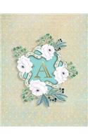 A: Initial Monogrammed Journal Notebook Floral for Women Girls Blank Wide Lined