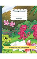 Primary Journal Grades K-2 Draw and Write Story Paper Notebook: Chameleons Theme Dashed Mid Line and Picture Space Plus Coloring Pages for Boys and Girls