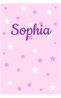 Sophia First Name Personalized Notebook: College Ruled Journal. Pastel Pink Writing Diary with Stars Pattern for Girls and Women