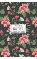 Notes: Circle the Date Journal with Ruled Pages for Work or School Classy Pink Flower Pattern on Matte Black
