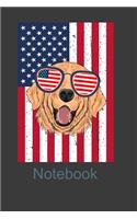 Notebook: Perfect Notebook For Patriotic Golden Retriever Dog Lover. Cute Cream Paper 6*9 Inch With 100 Pages Notebook For Writing Daily Routine, Journal and 