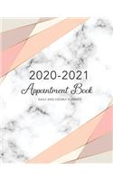 2020-2021 Appointment Book Daily And Hourly Planner: Marble White Cover - 15 Months Appointment Weekly Monthly Planner Time with 15 Minute Increments - January 2020 - March 2021 Academic Agenda Schedul(4 Appointment Weekly and Hourly Schedule 15 Minute Increments)