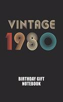 Vintage 1980 Notebook Birthday Gift