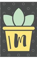 M: Trendy Succulent Monogrammed Initial 120 Paged Lined Journal