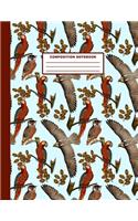 Composition Notebook: Parrot Owl Hawk Pattern Cover Design - College Ruled - 120 Blank Lined Pages - 8.5" X 11" - Matte Finished Soft Cover