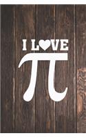 I heart Love Pi - Pie - Funny Math Pun Journal