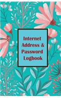 Internet Address & Password Logbook: Flower on Blue Cover Extra Size (5.5 x 8.5) inches, 110 pages