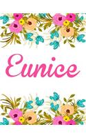 Eunice: Personalised Name Notebook/Journal Gift For Women & Girls 100 Pages (White Floral Design)