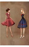 1950s Fashion: Vintage Style Fashion Illustrations Soft Cover Journal, Diary, Notebook with Lined Pages