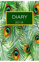 Diary 2019: Peacock Feathers Diary/Journal With 150 Blank Pages To Write Or Draw In