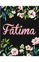 Fatima: Personalised Name Notebook/Journal Gift For Women & Girls 100 Pages (Black Floral Design)