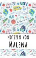 Notizen von Malena: Liniertes Notizbuch für deinen personalisierten Vornamen