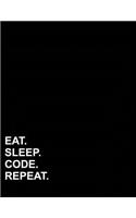 Eat Sleep Code Repeat: Graph Paper Notebook: 1 CM Squares, Blank Graphing Paper with Borders