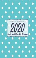 2020 Monthly and Daily Planner: Calendar + Schedule: Simple Blue Pokadot Design