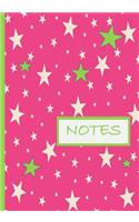 Notes: Bright Pink and Lime Green Star Notebook/Journal: This Book Is the Perfect Place to Write Down Whatever Comes to Mind. 120 Lined Pages with a Matte 