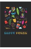 Happy Purim: Novelty Gifts - Lined Notebook Journal (6 X 9)