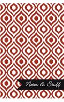Notes & Stuff - Brick Red Lined Notebook in Ikat Pattern