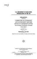 U.S. Department of Education: investigation of the CIO