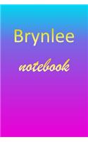 Brynlee: Blank Notebook - Wide Ruled Lined Paper Notepad - Writing Pad Practice Journal - Custom Personalized First Name Initial B Blue Purple Gold - Taking 