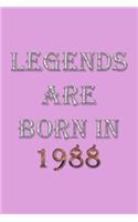 Legends Are Born In 1988 Notebook: Lined Notebook/Journal Gift 120 Pages, 6x9 Soft Cover, Matte Finish, Pink Cover