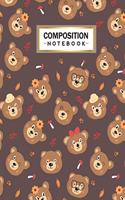 Composition Notebook: College Wide Ruled Line Paper for Writing Notes in School and Work with Cute Bear Themed Cover