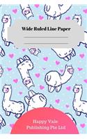 Cute Ilama Theme Wide Ruled Line Paper