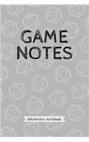 Game Notes - Adventure Notebook