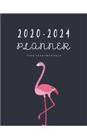 2020-2024 Planner Five Year Monthly: 60 Months Yearly Planner Monthly Calendar No Holiday Pug Flamingo