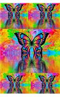 Journal: Psychedelic Butterfly Bright Rainbow Colors, 6x9, 200 College-ruled Pages