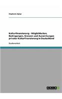 Kulturfinanzierung - Möglichkeiten, Bedingungen, Grenzen und Auswirkungen privater Kulturfinanzierung in Deutschland