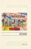 Vintage Lined Notebook Greetings from Dallas, Texas