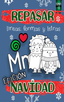 Repasar líneas, formas y letras. Edición Navidad