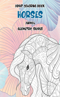 Adult Coloring Book Geometric Shapes - Animal - Horses